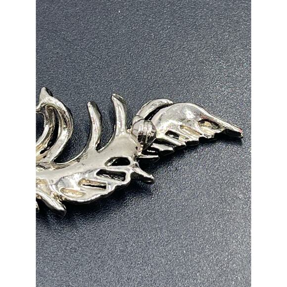 Vintage Silver Tone‎ Dotted Feather  Brooch unsigned - Picture 8 of 11